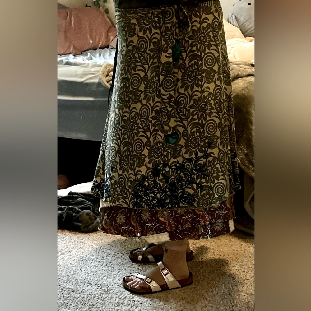 Recycled sari wrap skirt, 08-20 tea length